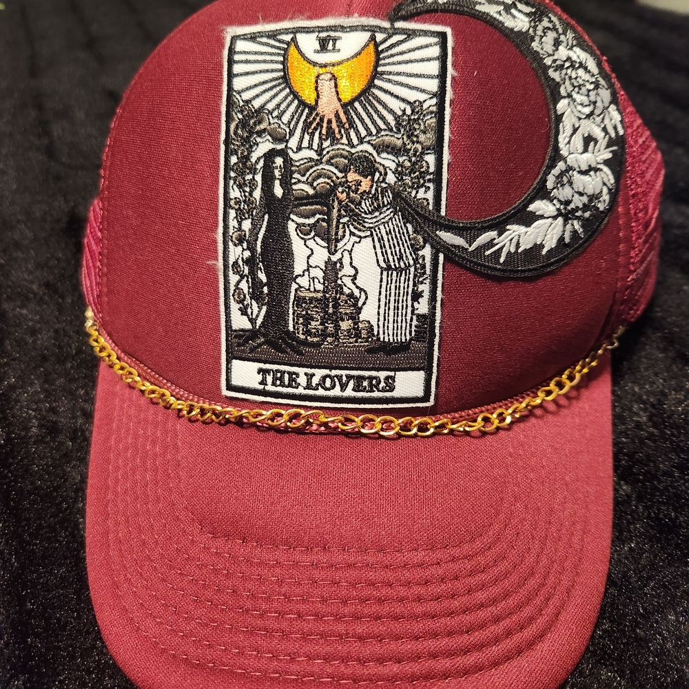 Burgundy Trucker Hat with Tarot Patch